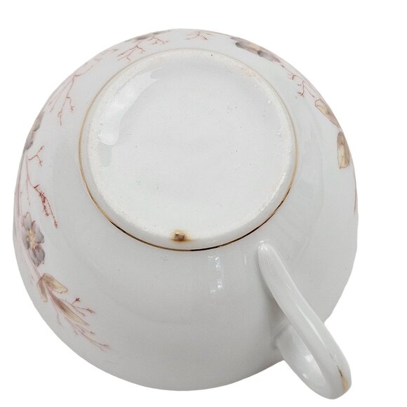 Marx And Gutherz Carlsbad Austria Ceramic Tea Cup Saucer Floral 1459 White Brown - Picture 9 of 9